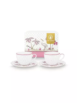 PIP STUDIO | Cappuccinotasse mit Untertasse 2er Set 120ml  JOLIE DOTS Gold/Pink | 